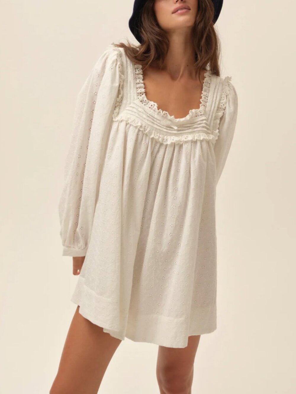 FOR LOVE AND LEMONS Susie Eyelet Babydoll Mini Dress
